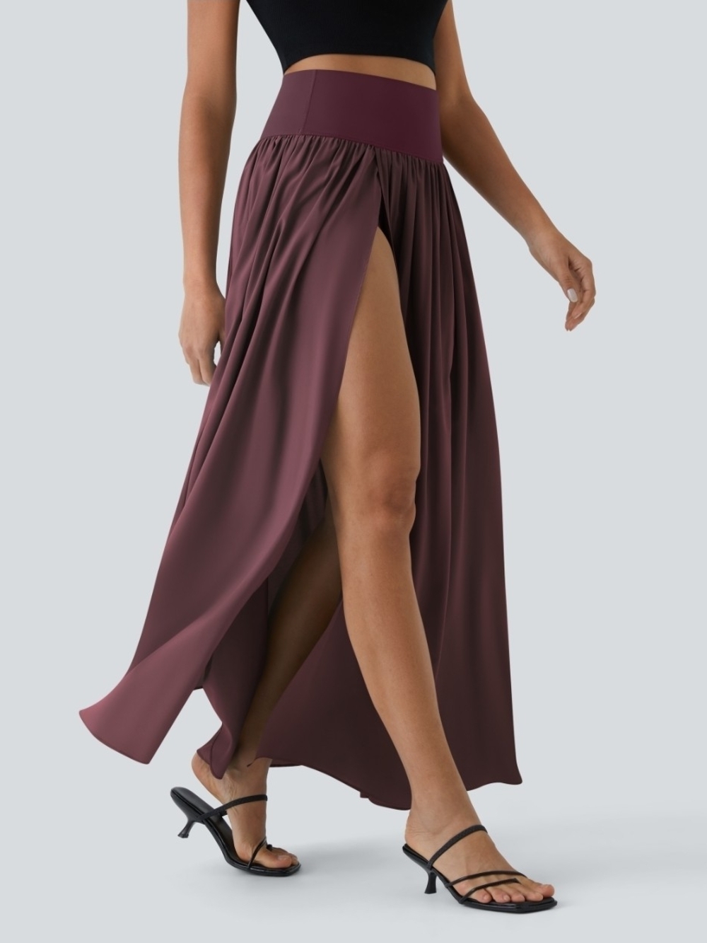 Halara Breezeful High Waisted Split 2-in-1 Flowy Maxi Skirt - Picture 3 of 7